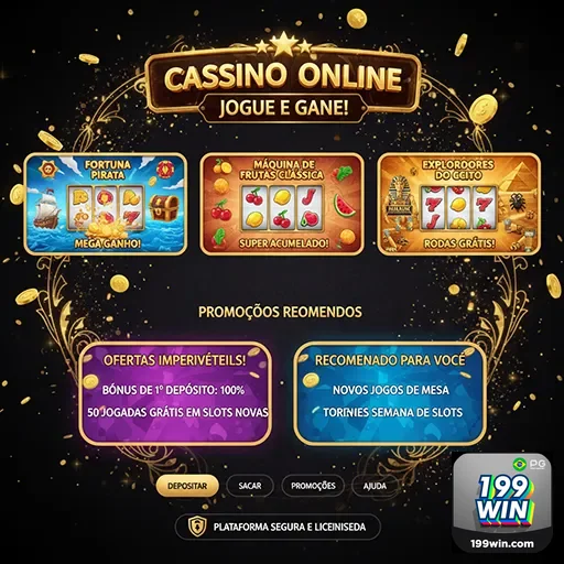 Imagem da página inicial do 199win, destacando o site de apostas esportivas e jogos de cassino.